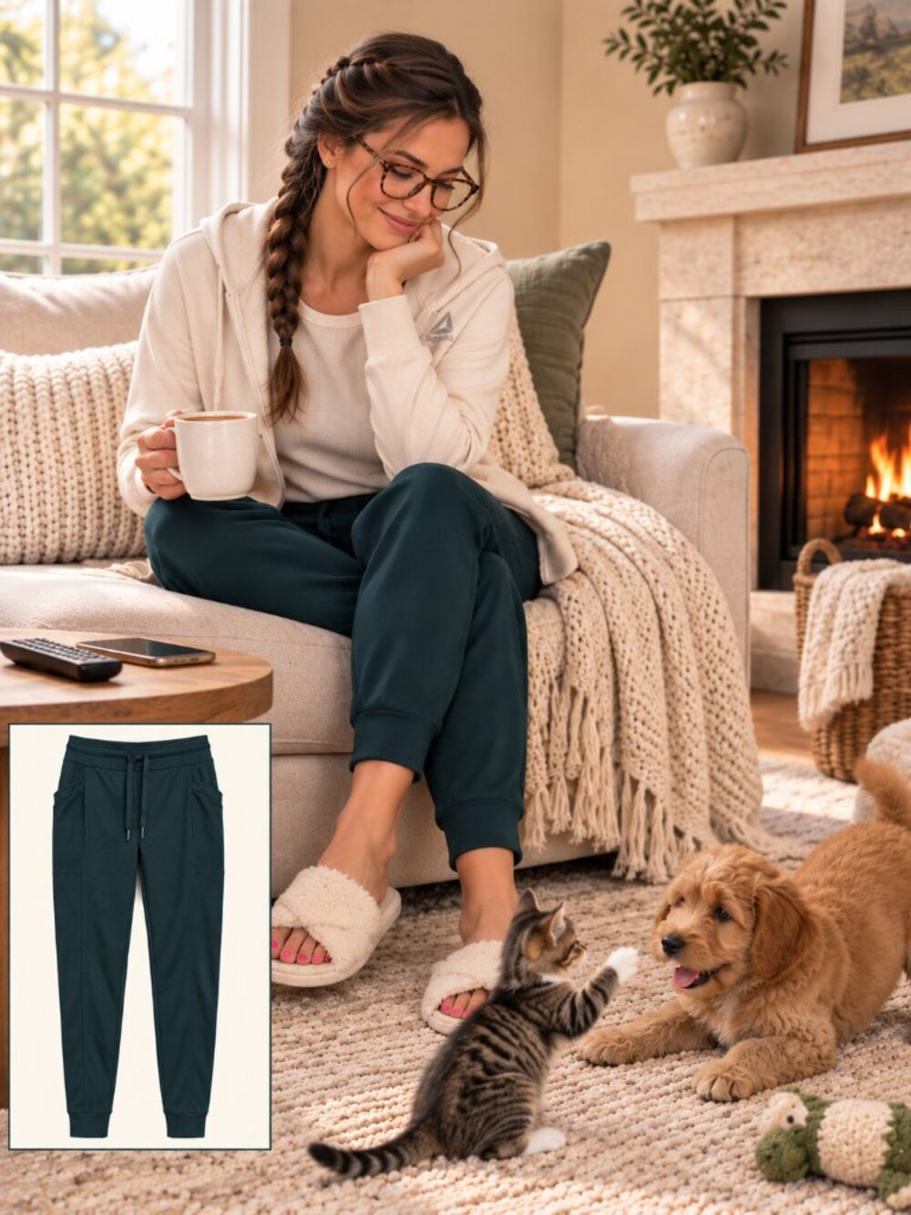 NWT 32 Degrees Heat Tech Fleece Joggers Deep Peacock Size Small